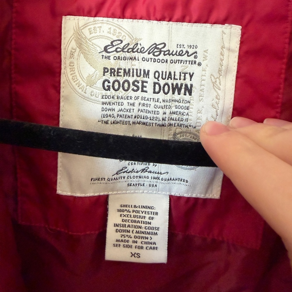 Vintage Eddie Bauer Goose Down puffer vest cherry red quilted with pockets sz-XS - Picture 5 of 5